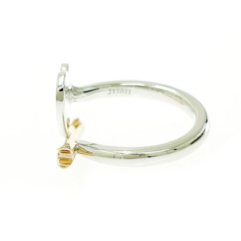 Tiffany & Co Silver Gold Love Struck Heart Tag Ring 3.8g 925 750 Engraved