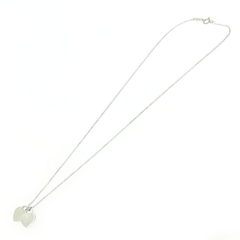 Tiffany & Co Silver Return to Mini Double Heart Necklace 3.0g 925 Engraved