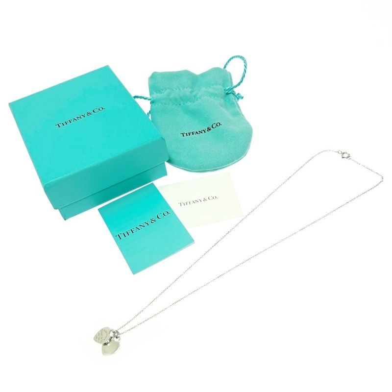Tiffany & Co Silver Return to Mini Double Heart Necklace 3.0g 925 Engraved