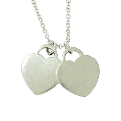 Tiffany & Co Silver Return to Mini Double Heart Necklace 3.0g 925 Engraved