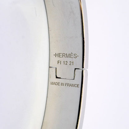 Hermes Bangle Click Clack PM Metal Silver Black Men's