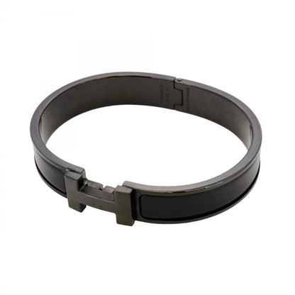 Hermes Bangle Click Clack PM Metal Black Men's