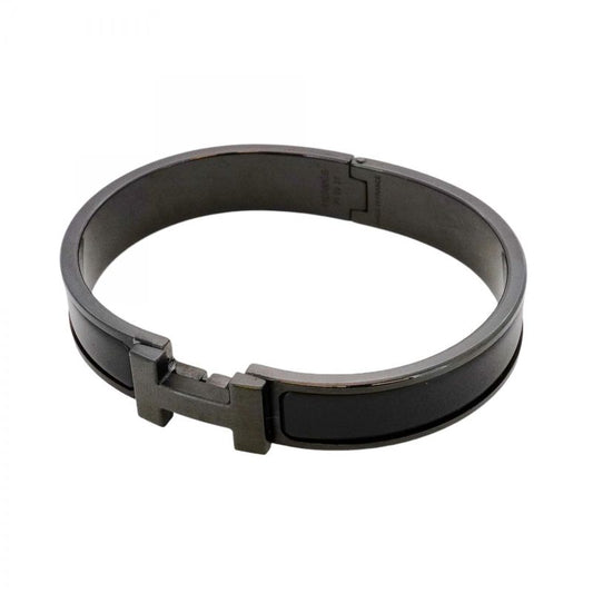 Hermes Bangle Click Clack PM Metal Black Men's