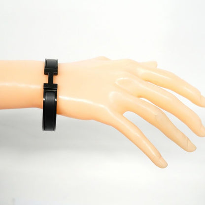 Hermes Bangle Click Clack PM Metal Black Men's