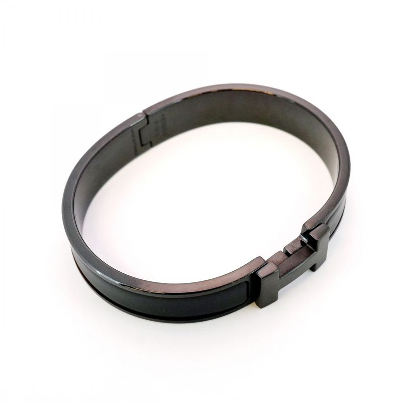 Hermes Bangle Click Clack PM Metal Black Men's
