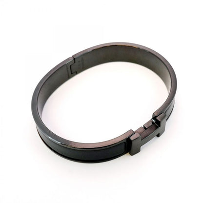 Hermes Bangle Click Clack PM Metal Black Men's