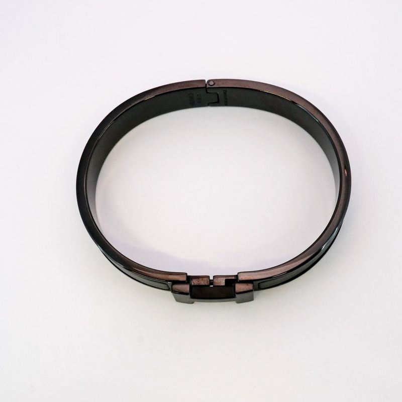 Hermes Bangle Click Clack PM Metal Black Men's