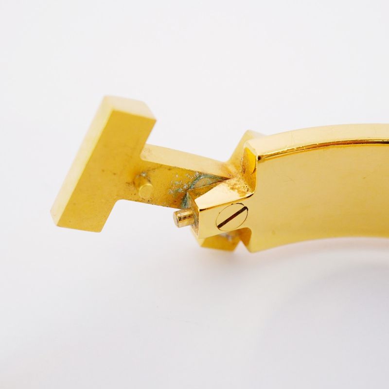 Hermes Bangle Click Clack PM GP Plated Gold Blue Ladies