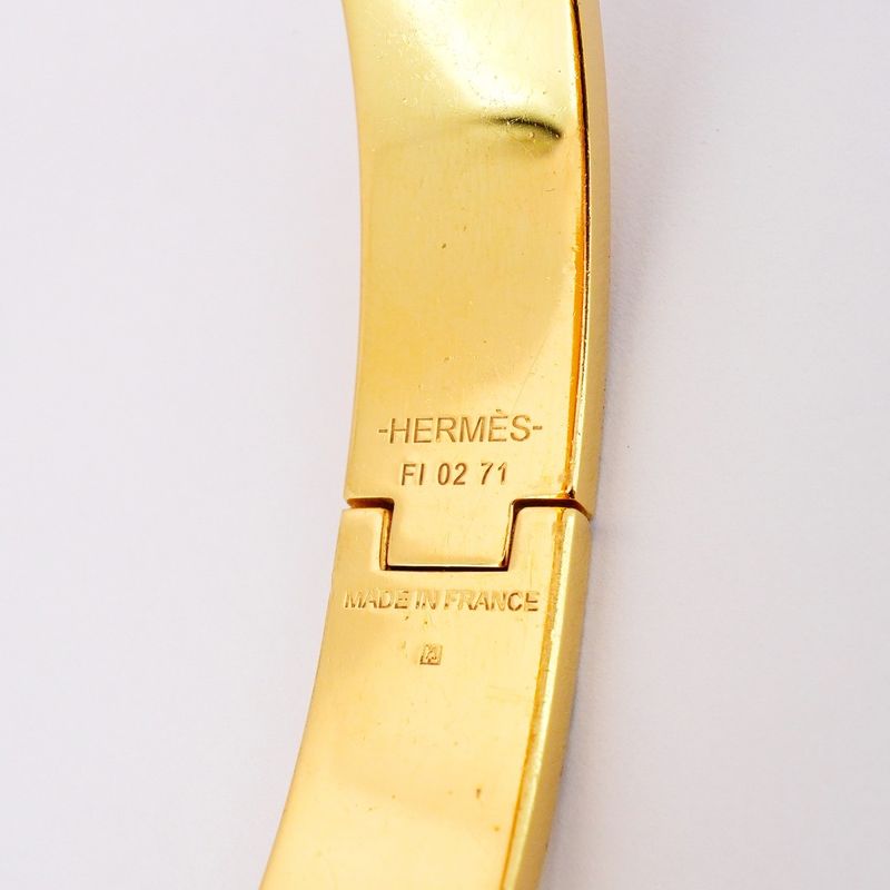 Hermes Bangle Click Clack PM GP Plated Gold Blue Ladies