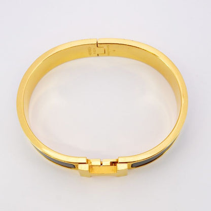 Hermes Bangle Click Clack PM GP Plated Gold Blue Ladies