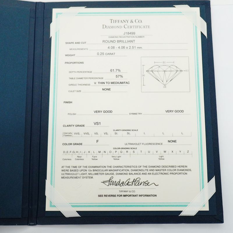 Tiffany & Co Ring Solitaire 1PD Pt950 Platinum Diamond 025ct 105 Ladies