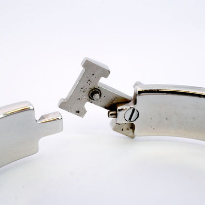 Hermes Bangle Click Clack PM Metal Silver White Ladies