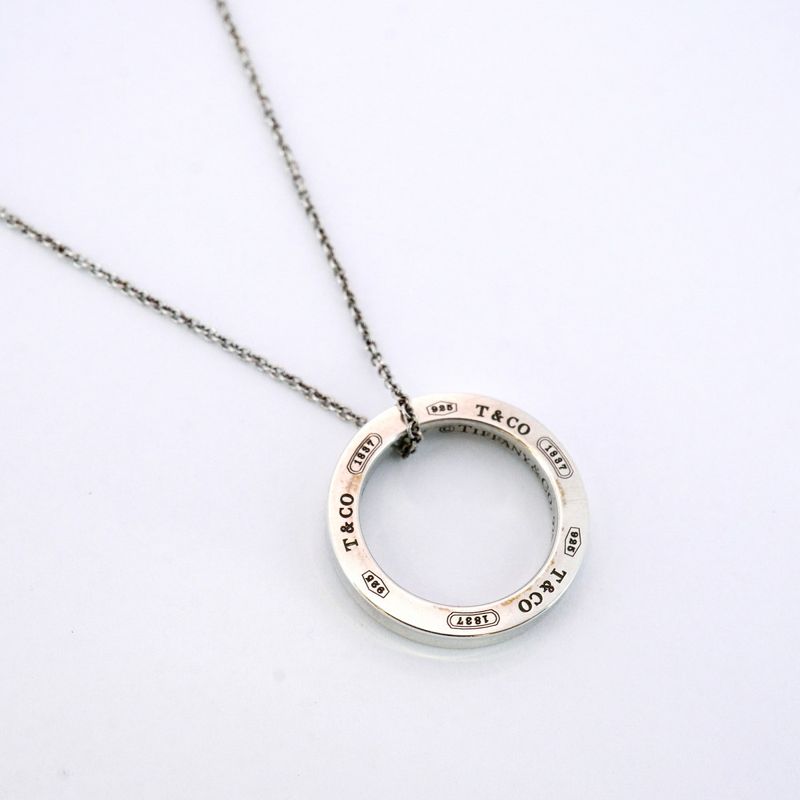 Tiffany & Co Necklace 1837 Round Shape Circle 925 Silver Ladies