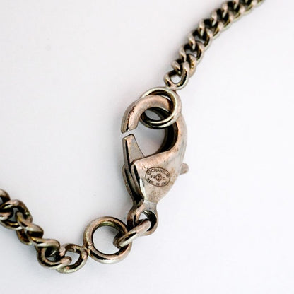 Chanel Necklace Coco Mark Camellia Metal Rhinestone Silver Ladies