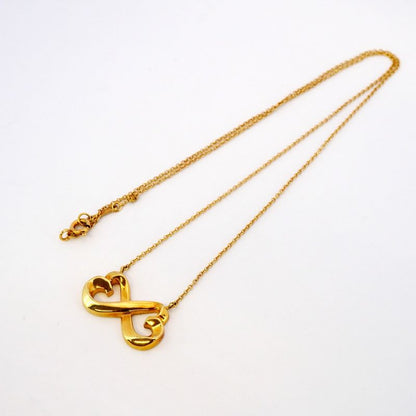Tiffany & Co Necklace Double Rubbing Heart 18K Yellow Gold Yellow Gold Ladies