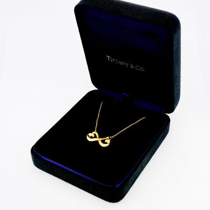 Tiffany & Co Necklace Double Rubbing Heart 18K Yellow Gold Yellow Gold Ladies