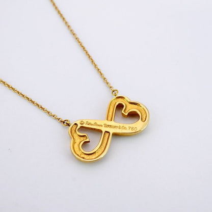 Tiffany & Co Necklace Double Rubbing Heart 18K Yellow Gold Yellow Gold Ladies