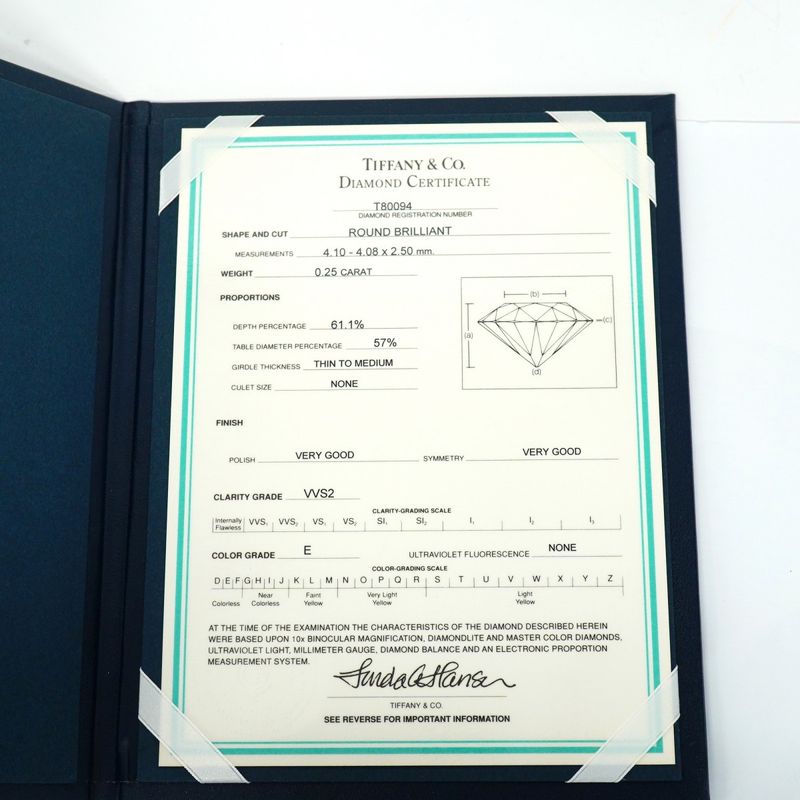 Tiffany & Co Ring Solitaire 1PD Pt950 Platinum Diamond 025ct 65 Ladies