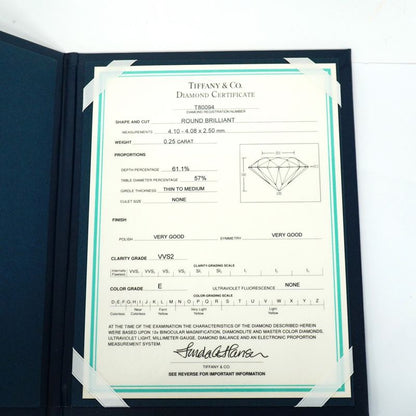 Tiffany & Co Ring Solitaire 1PD Pt950 Platinum Diamond 025ct 65 Ladies