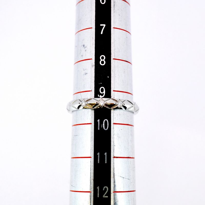 Chanel Ring Matelasse 3PD Pt950 Platinum Diamond #50 Ladies