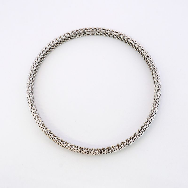 Tiffany & Co Bangle Somerset 18K White Gold White Togo Old Ladies
