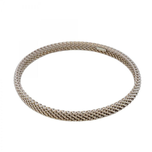Tiffany & Co Bangle Somerset 18K White Gold White Togo Old Ladies