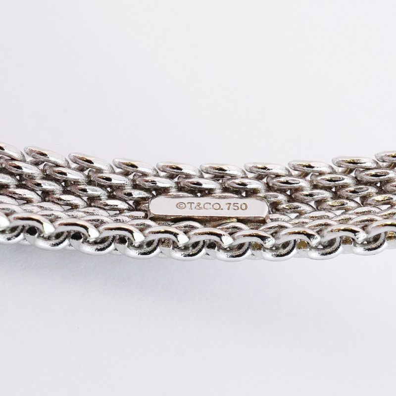 Tiffany & Co Bangle Somerset 18K White Gold White Togo Old Ladies
