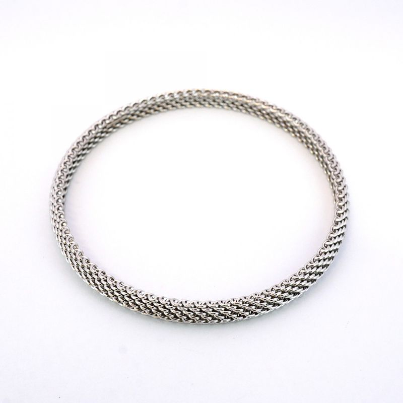 Tiffany & Co Bangle Somerset 18K White Gold White Togo Old Ladies