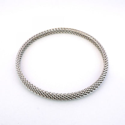 Tiffany & Co Bangle Somerset 18K White Gold White Togo Old Ladies