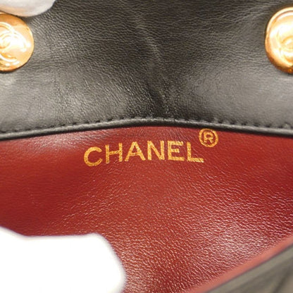 Chanel Shoulder Bag Mini Matelasse Lambskin Black Gold Hardware Women