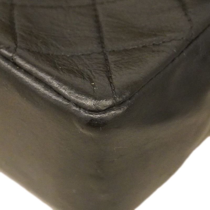 Chanel Shoulder Bag Mini Matelasse Lambskin Black Gold Hardware Women