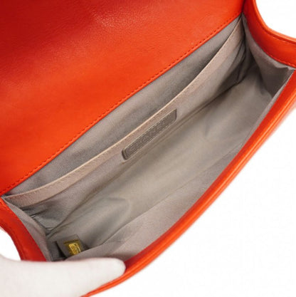 Chanel Shoulder Bag Boy Chanel/wild Stitch Leather Red Silver Hardware Women