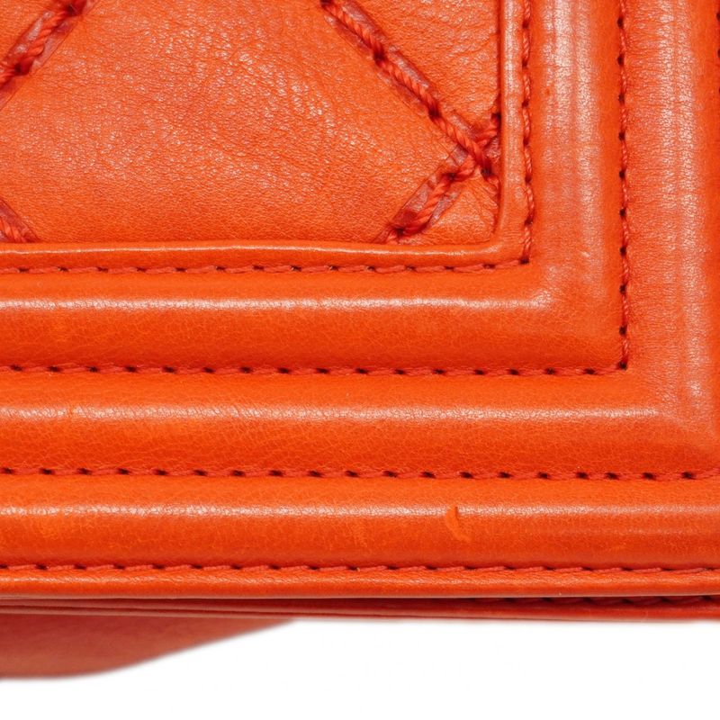 Chanel Shoulder Bag Boy Chanel/wild Stitch Leather Red Silver Hardware Women