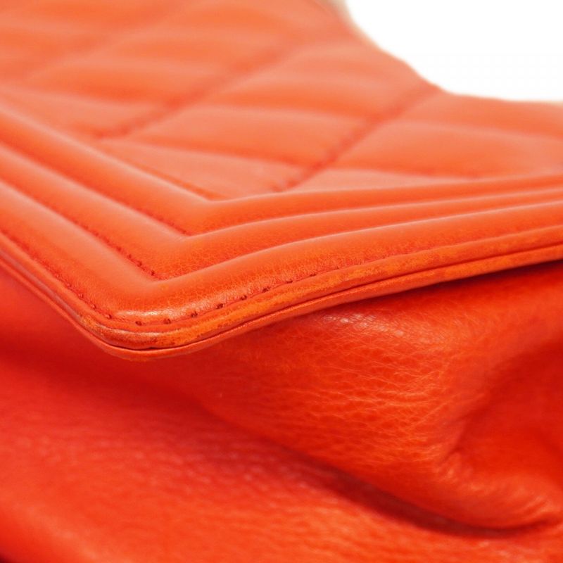 Chanel Shoulder Bag Boy Chanel/wild Stitch Leather Red Silver Hardware Women