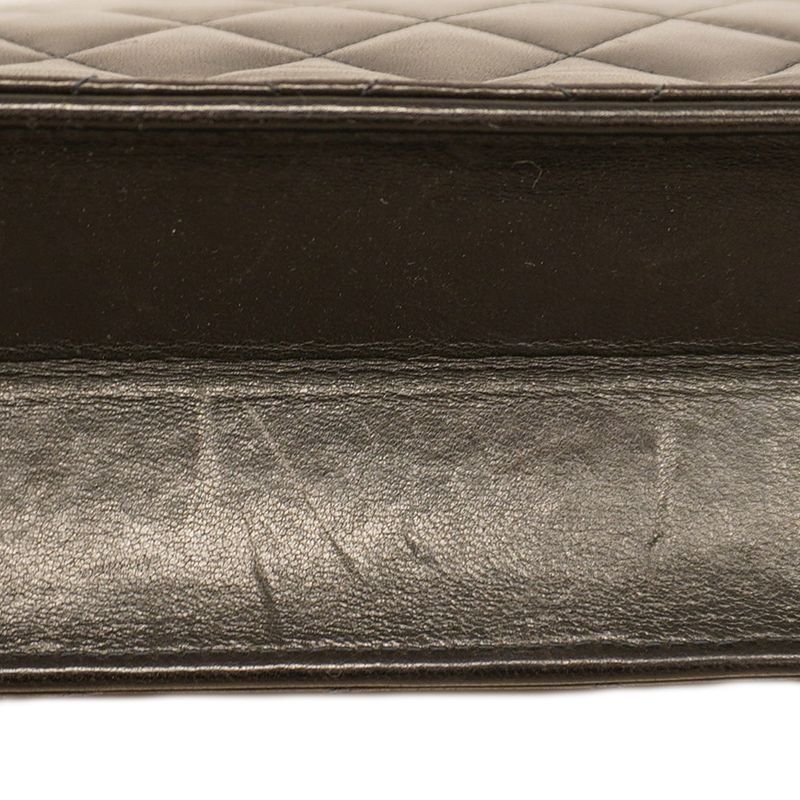 Chanel Shoulder Bag Matelasse Lambskin Black Gold Hardware Women