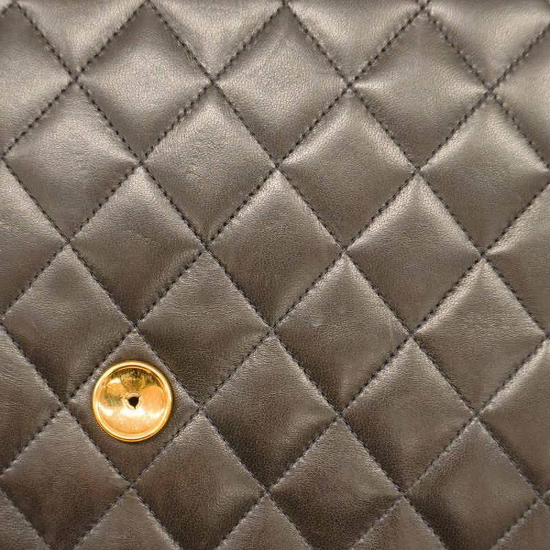 Chanel Shoulder Bag Matelasse Lambskin Black Gold Hardware Women