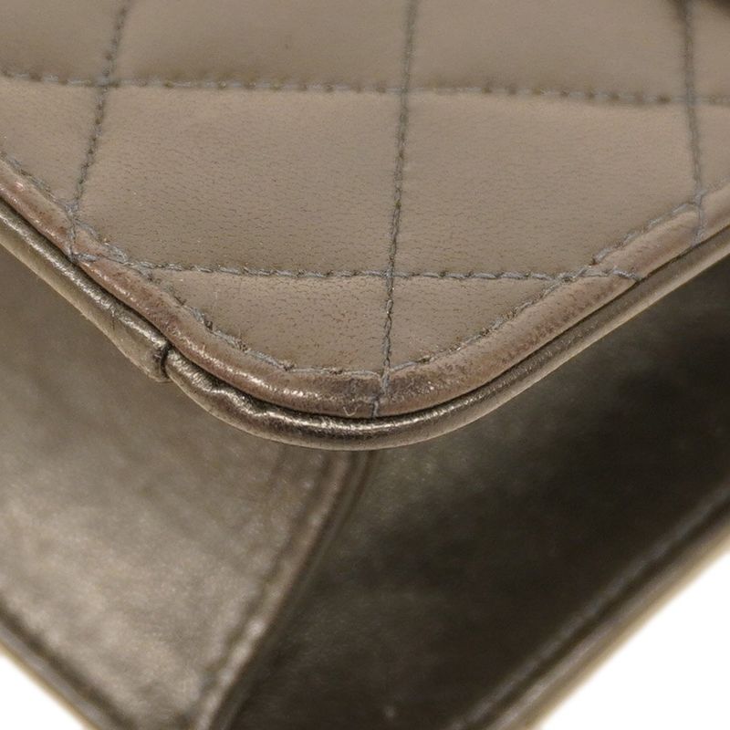 Chanel Shoulder Bag Matelasse Lambskin Black Gold Hardware Women