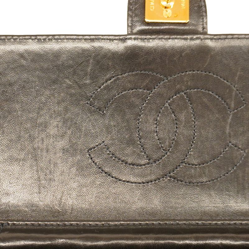Chanel Shoulder Bag Matelasse Lambskin Black Gold Hardware Women
