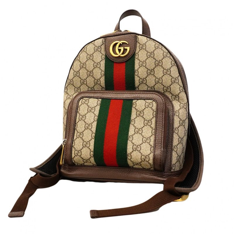 Gucci Backpack Daypack Ophidia 547965 PVC Brown Gold Hardware Women