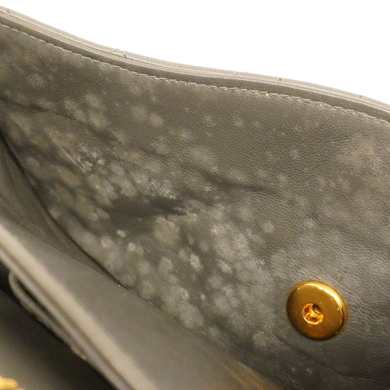 Chanel Shoulder Bag Matelasse Lambskin Gray Gold Hardware Women