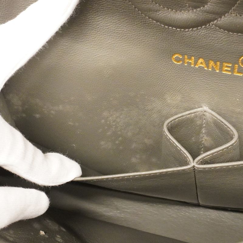 Chanel Shoulder Bag Matelasse Lambskin Gray Gold Hardware Women