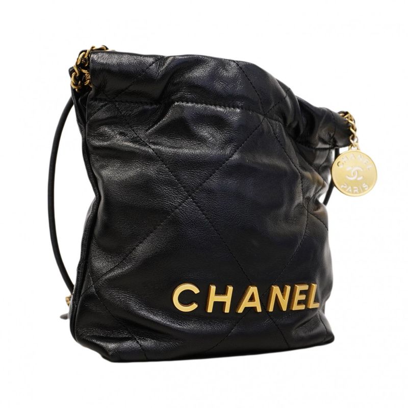 Chanel Handbag Chanel 22 Calf Black Gold Hardware 2way Bag Ladies