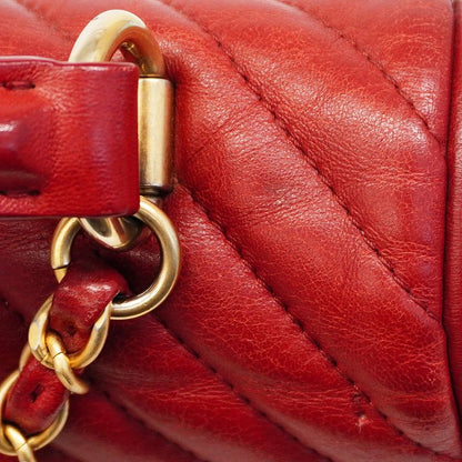 Chanel Handbag V-stitched Lambskin Red Gold Hardware Women
