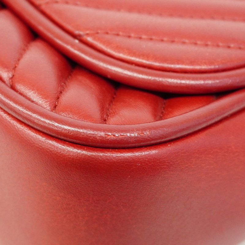 Chanel Handbag V-stitched Lambskin Red Gold Hardware Women