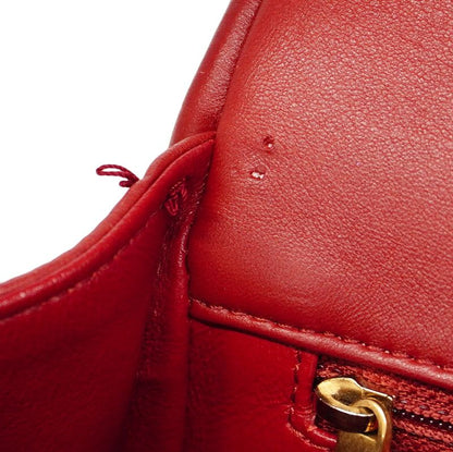 Chanel Handbag V-stitched Lambskin Red Gold Hardware Women