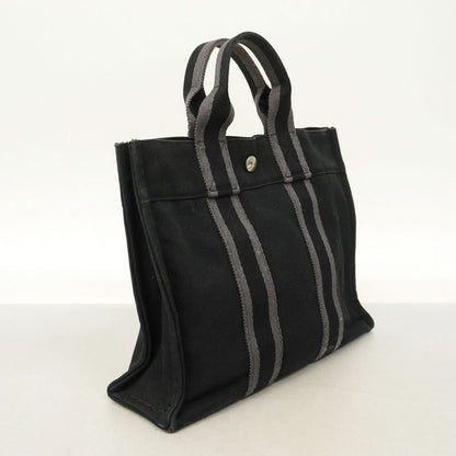 Hermes Tote Bag Fourre Tout PM Canvas Black Silver Hardware Women
