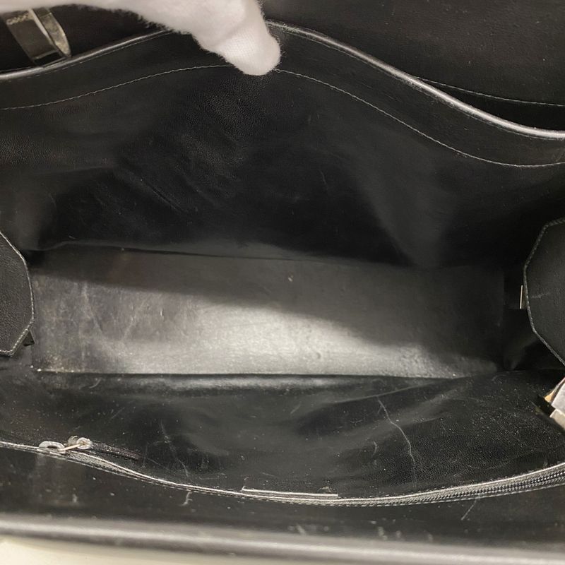 Gucci Tote Bag Bamboo 002 1033 Leather Black Silver Hardware 2way Bag Men Women