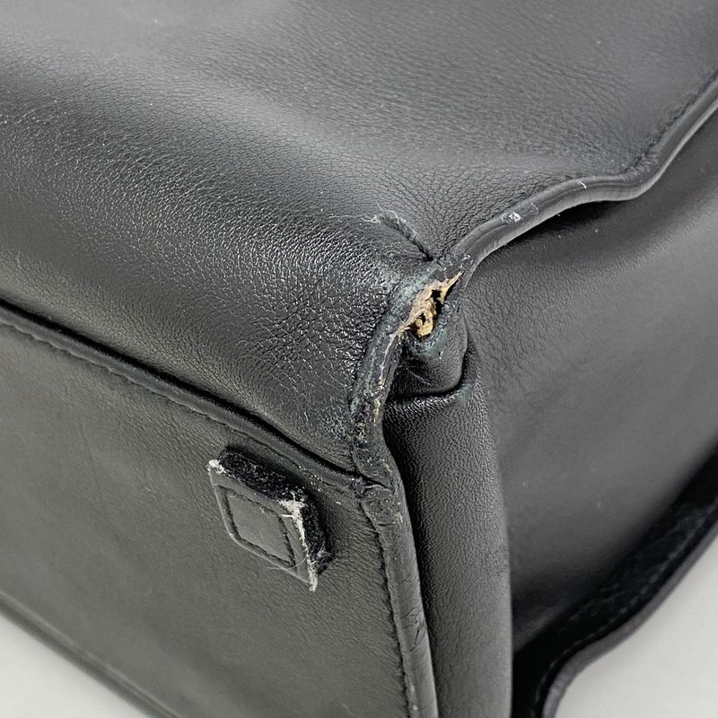 Gucci Tote Bag Bamboo 002 1033 Leather Black Silver Hardware 2way Bag Men Women