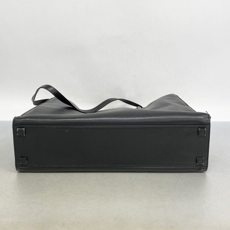 Gucci Tote Bag Bamboo 002 1033 Leather Black Silver Hardware 2way Bag Men Women