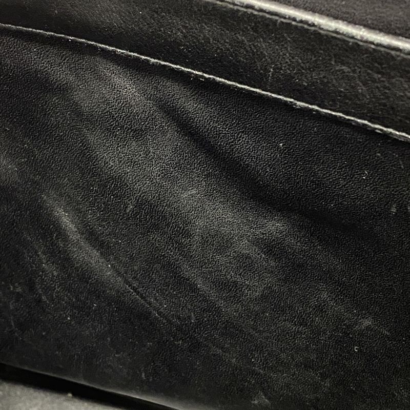 Gucci Tote Bag Bamboo 002 1033 Leather Black Silver Hardware 2way Bag Men Women